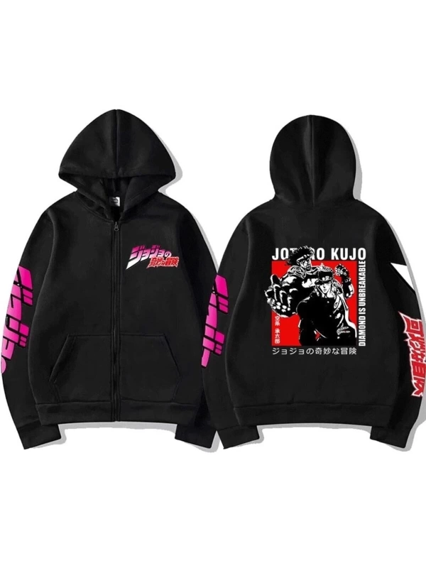 Jojonun Tuhaf Macera Fermuarlı Unisex Hoodies Tip81 13944