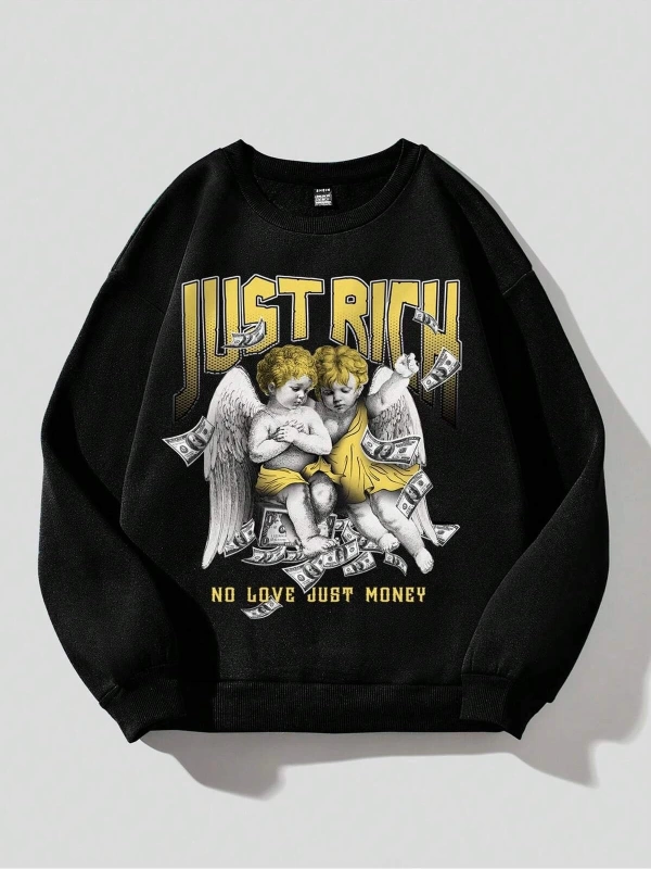 Unisex Kadın/Erkek Yazılı Grafik Sweat