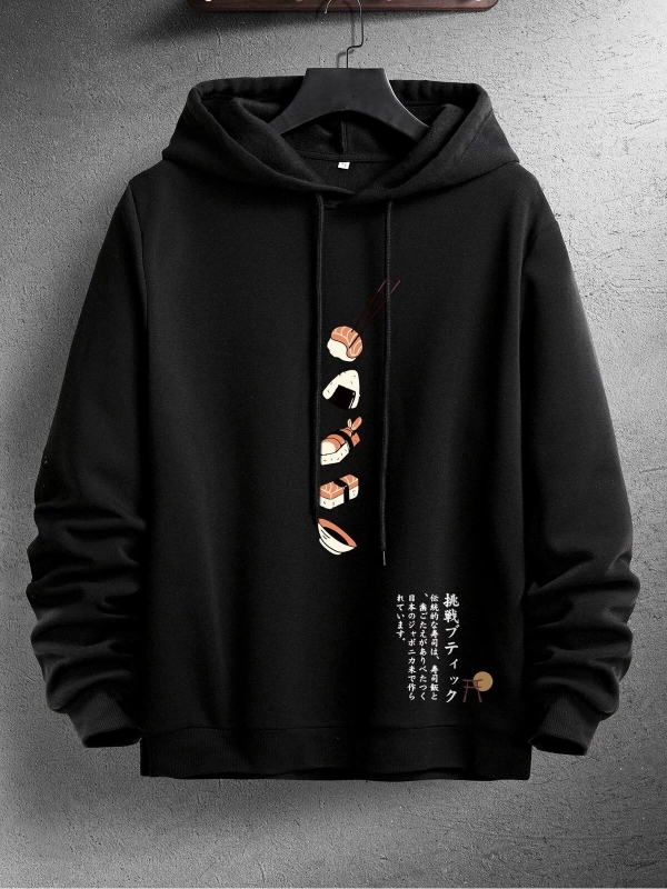 Unisex Kadın/Erkek Harajuka Sokakt Manfinity Hypemode Erkekler Japon Mektup ve Suşi Baskı