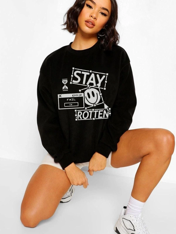 Stay Rotten Oversize Siyah Sweatshirt VDPSWT11