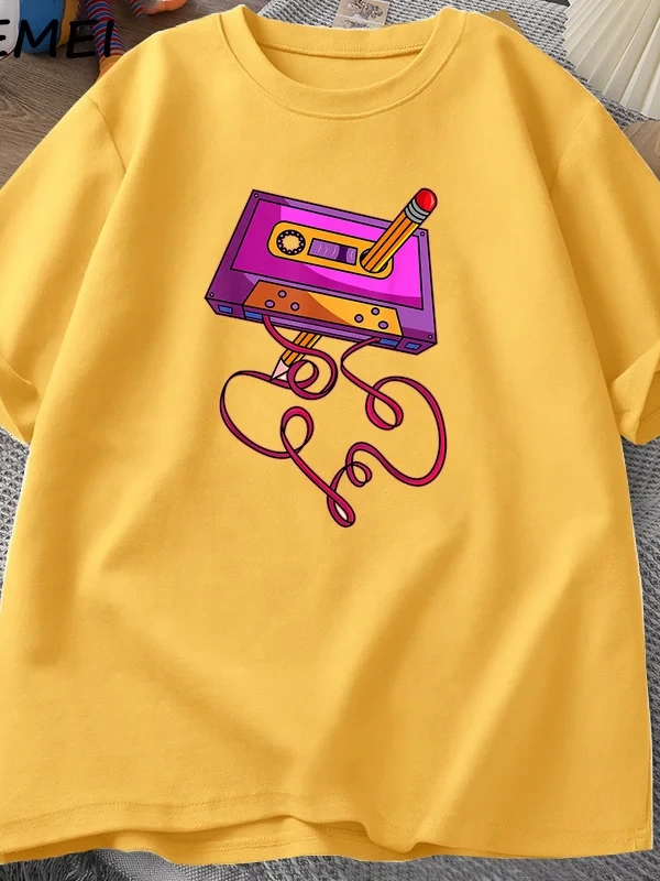 80s kaset bant kalem baskılı t-shirt 1980s Retro Vintage gerileme müzik T Shirt erkek giyim b 3069