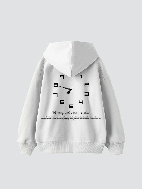 816 Clock Baskılı Oversize Unisex Beyaz