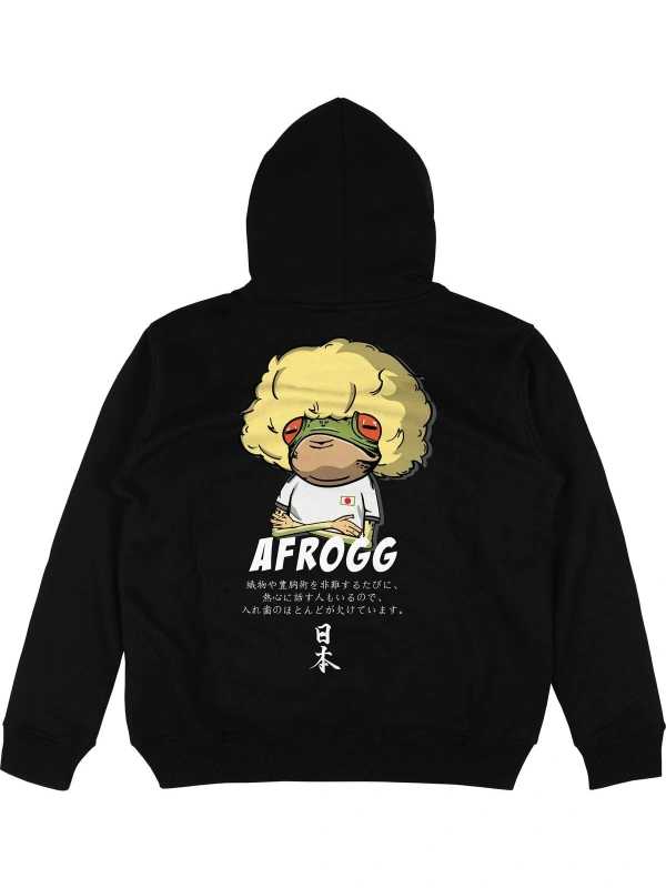 Afrogg Siyah Oversize Unisex Kapüşonlu Sweatshirt Hoodie