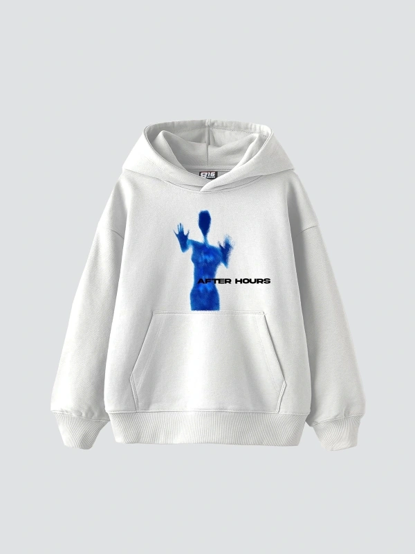 After Hours Baskılı Oversize Unisex Premium Beyaz