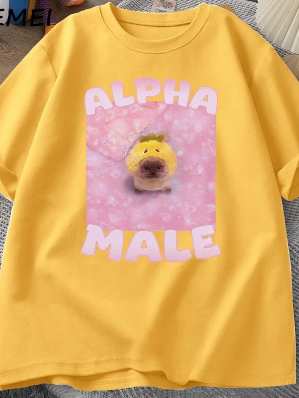 Alfa erkek komik kedi Meme T-shirt kadın ve erkekler Goofy Shirt Terkek % tasarımcı k 3061