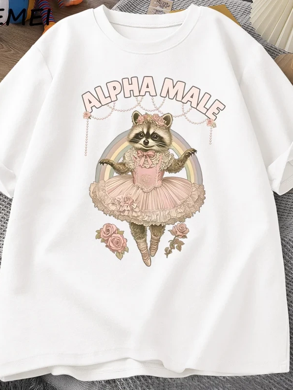 Alfa Erkek Rakun Grapchi T Shirt Pamuk Kısa Kollu Komik Baskı T-shirt Kadın ve Erkek Pamuk Vi 3019