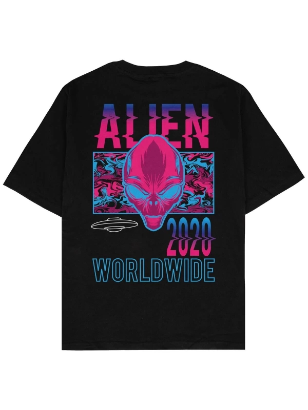Alien Siyah Oversize Unisex T-shirt