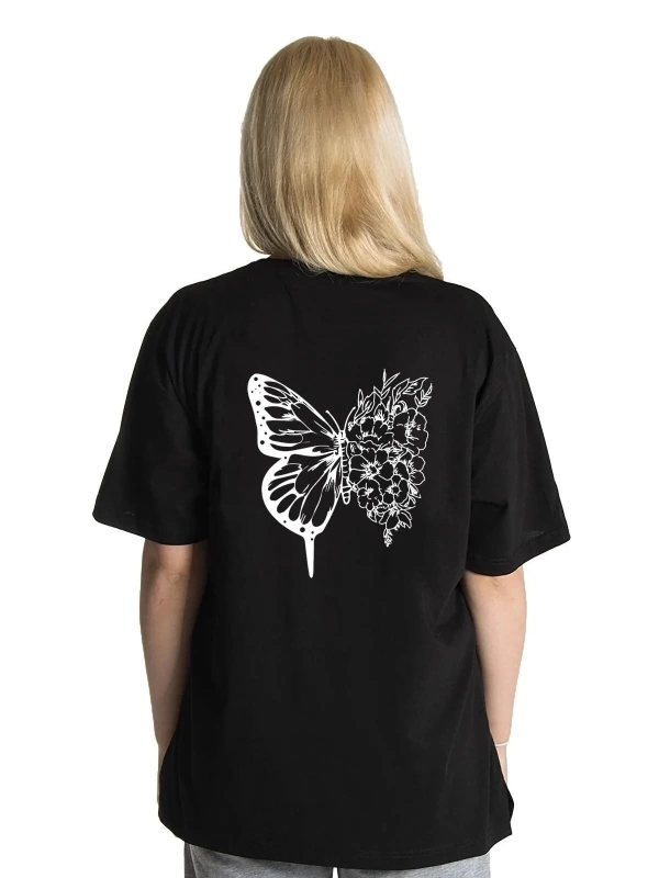 Aliento Unisex Kelebek Rahat Kesim Oversize T-shirt