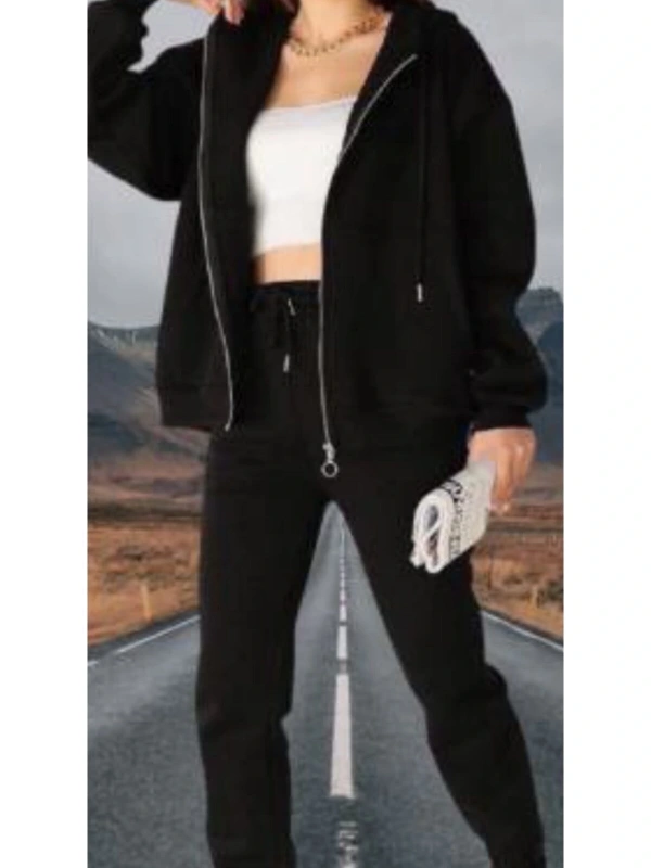 Amor Woman Kapüşonlu Tam Fermuarlı 4 Iplik Çok Kalın Yeni Stil Oversize Kadın Kışlık Eşofman Takımı