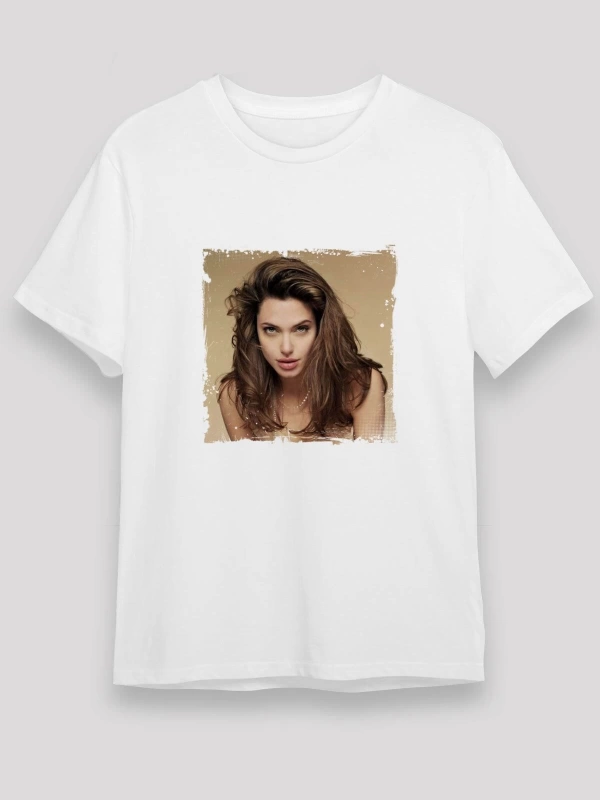 Angelina Jolie Beyaz Unisex T-Shirt