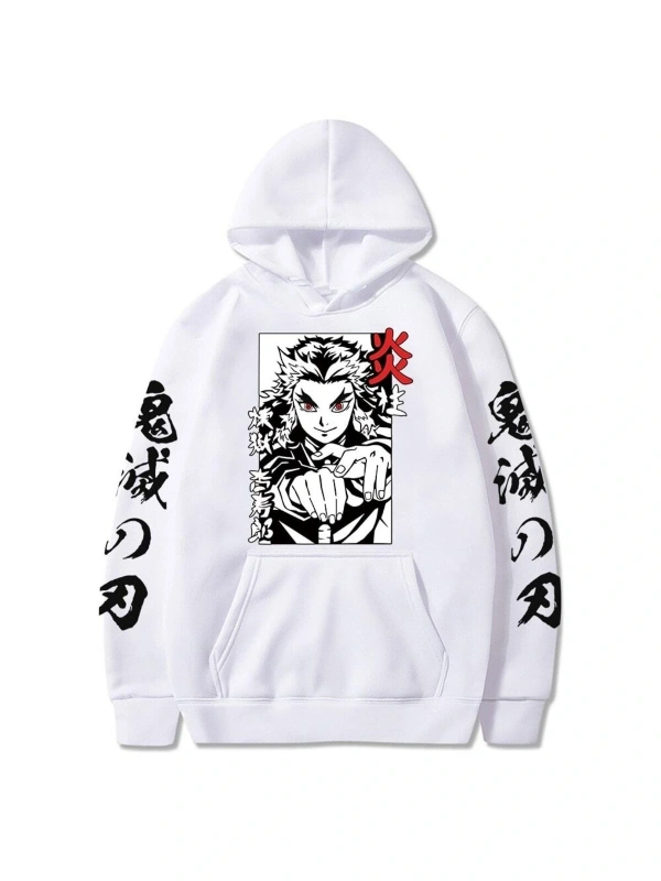 Anime Demon Slayer Rengoku Hoodie Mod43 14670 Beyaz