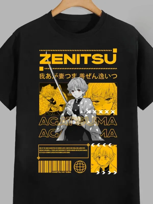 Anime Desenli Unisex Bay Bayan Tişört  Azuma Zenitsu ‌iblis avcısı