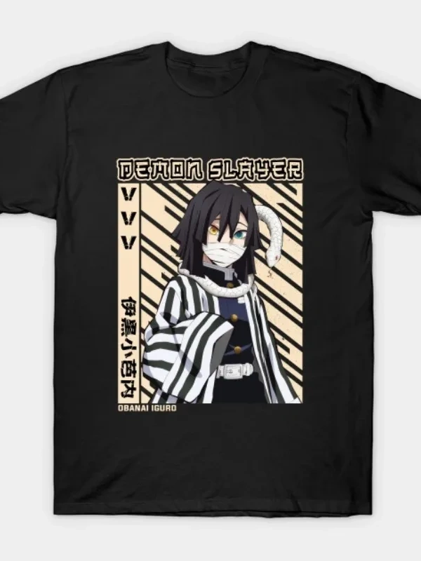 Anime Desenli Unisex Bay Bayan Tişört  Demon Slayer Anime ‌ Iguro Obanai