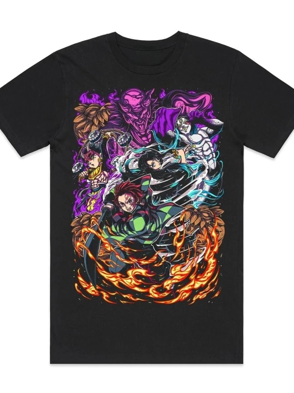 Anime Desenli Unisex Bay Bayan Tişört  Demon Slayer Anime Kamado Tanjiro ‌ Nezuko