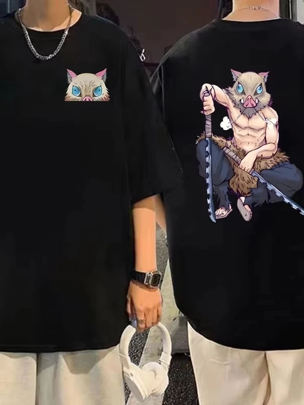 Anime Desenli Unisex Bay Bayan Tişört  Hashibira Inosuke Karikatür Iblis Avcısı