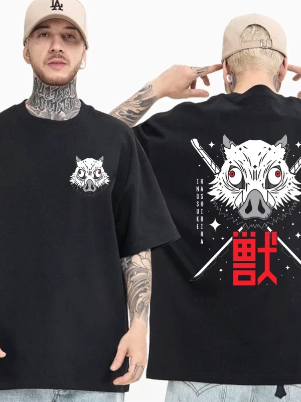 Anime Desenli Unisex Bay Bayan Tişört  Inosuke
