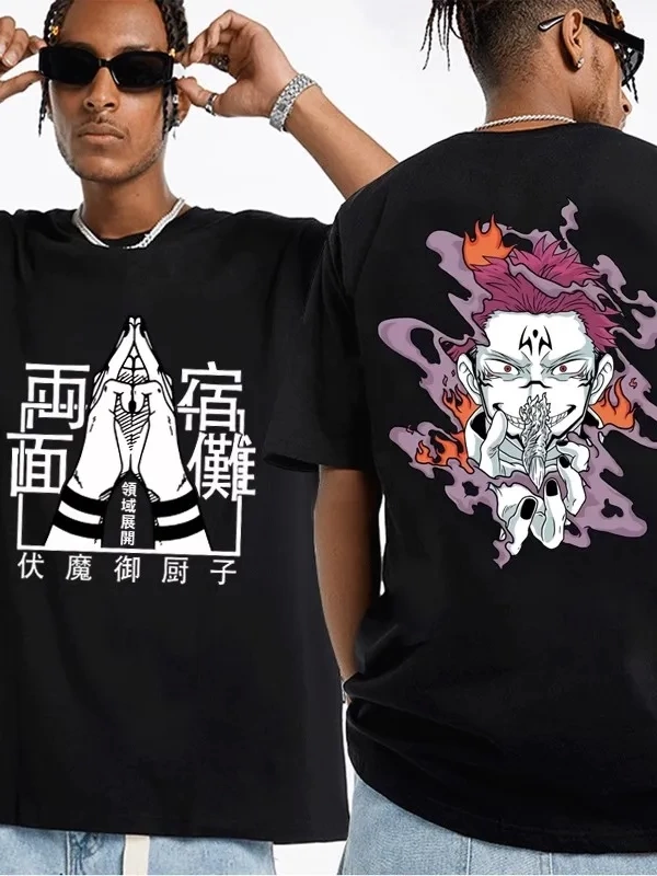 Anime Desenli Unisex Bay Bayan Tişört  Jujutsu hattı ‌  Satoru Ryomen Sukuna