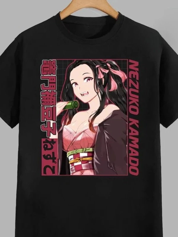 Anime Desenli Unisex Bay Bayan Tişört Kamado Nezuko ‌ Iblis avcısı