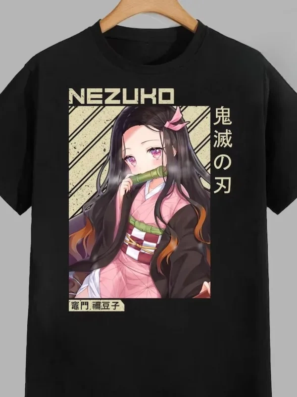 Anime Desenli Unisex Bay Bayan Tişört  Kamado Nezuko iblis avcısı