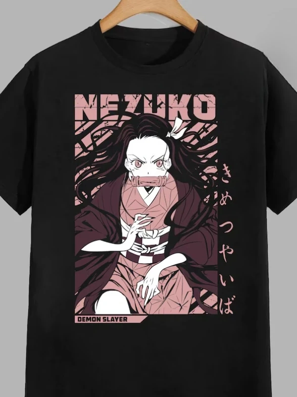 Anime Desenli Unisex Bay Bayan Tişört  Kamado Nezuko iblis avcısı