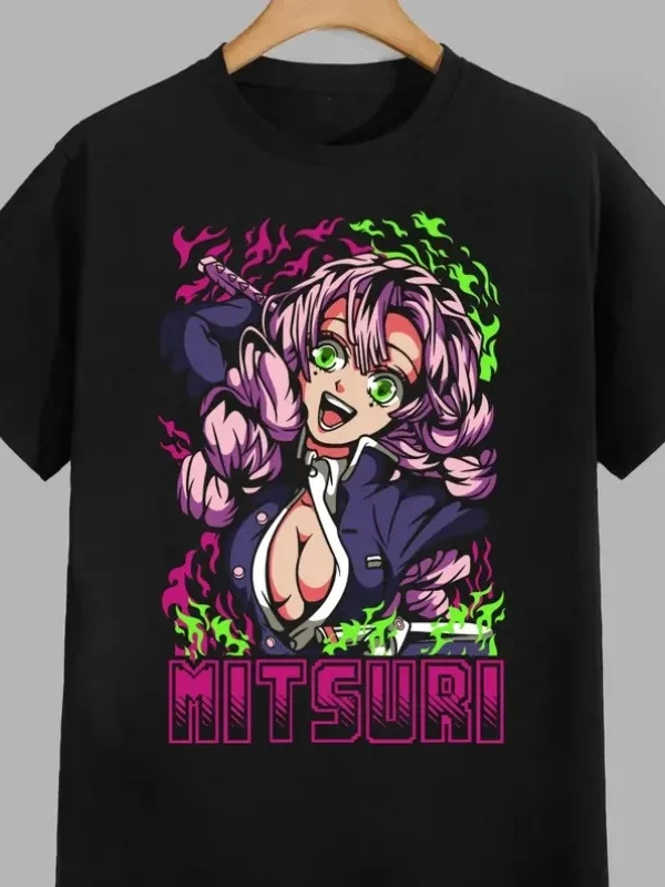 Anime Desenli Unisex Bay Bayan Tişört  Kanroji Mitsuri iblis avcısı