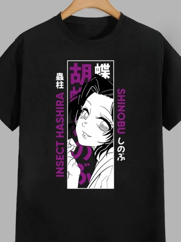 Anime Desenli Unisex Bay Bayan Tişört  Kochou Shinobu iblis  avcısı