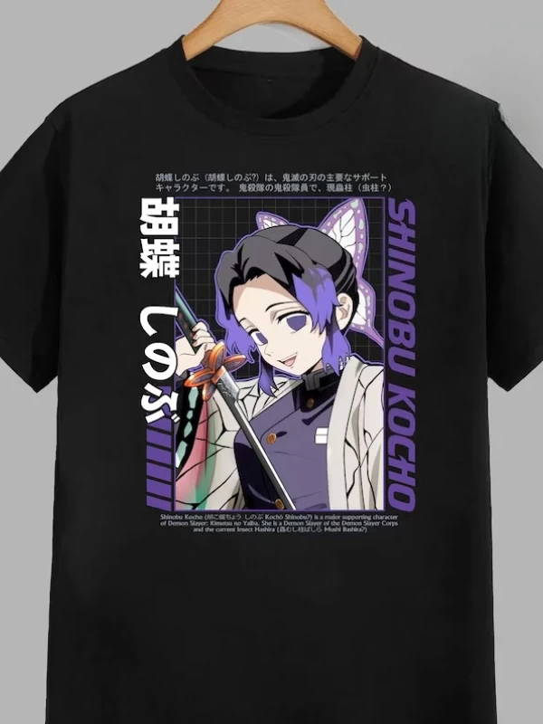 Anime Desenli Unisex Bay Bayan Tişört  Kochou Shinobu iblis  avcısı