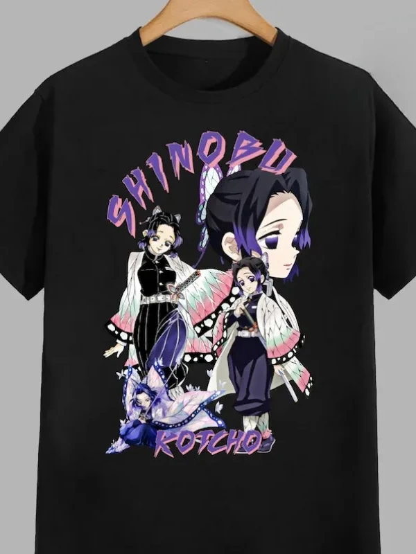 Anime Desenli Unisex Bay Bayan Tişört  Kochou Shinobu iblis  avcısı