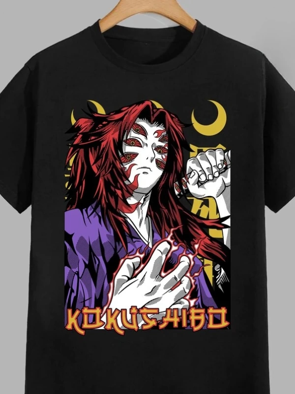 Anime Desenli Unisex Bay Bayan Tişört  Kokushibo iblis avcısı