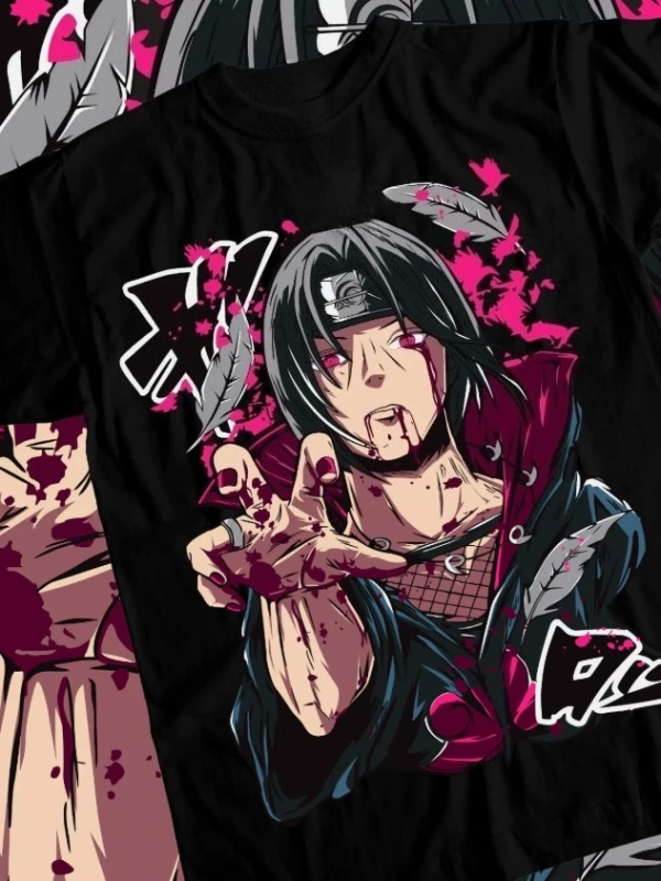 Anime Desenli Unisex Bay Bayan Tişört  Naruto tachi Uchiha
