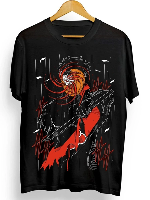 Anime Desenli Unisex Bay Bayan Tişört  Naruto Uzumaki Obito Uchiha