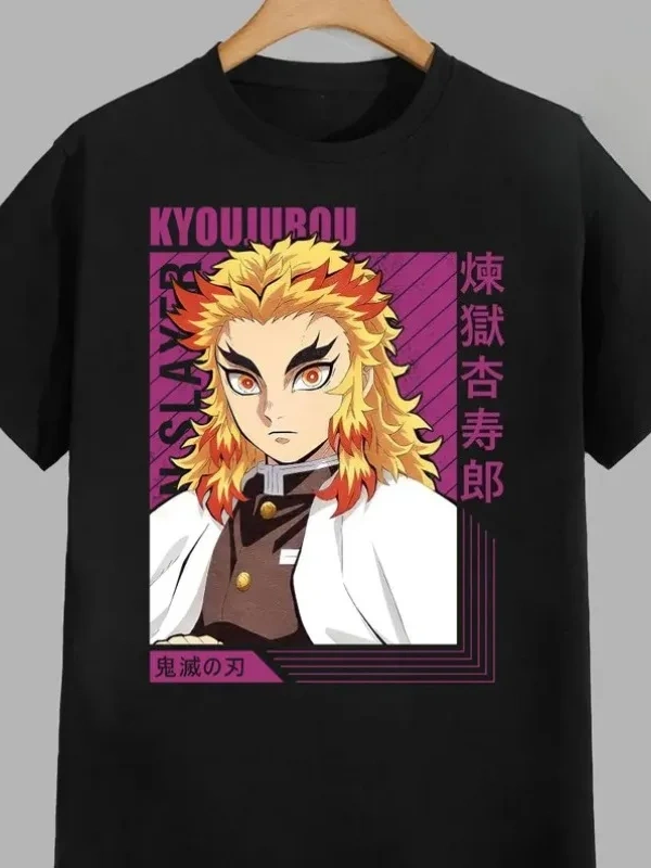 Anime Desenli Unisex Bay Bayan Tişört Rengoku Kyojuro iblis avcısı