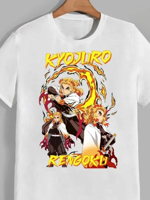 Anime Desenli Unisex Bay Bayan Tişört Rengoku Kyojuro ‌ Iblis avcısı