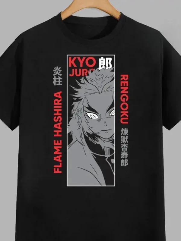 Anime Desenli Unisex Bay Bayan Tişört Rengoku Kyojuro ‌ Iblis avcısı