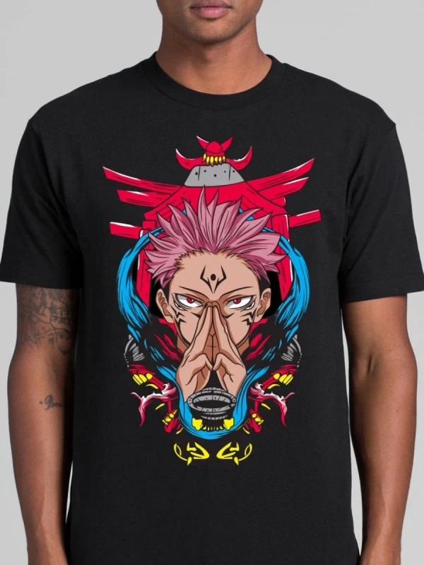 Anime Desenli Unisex Bay Bayan Tişört  Summer Jujutsu Line Anime Ryomen Sukuna ‌