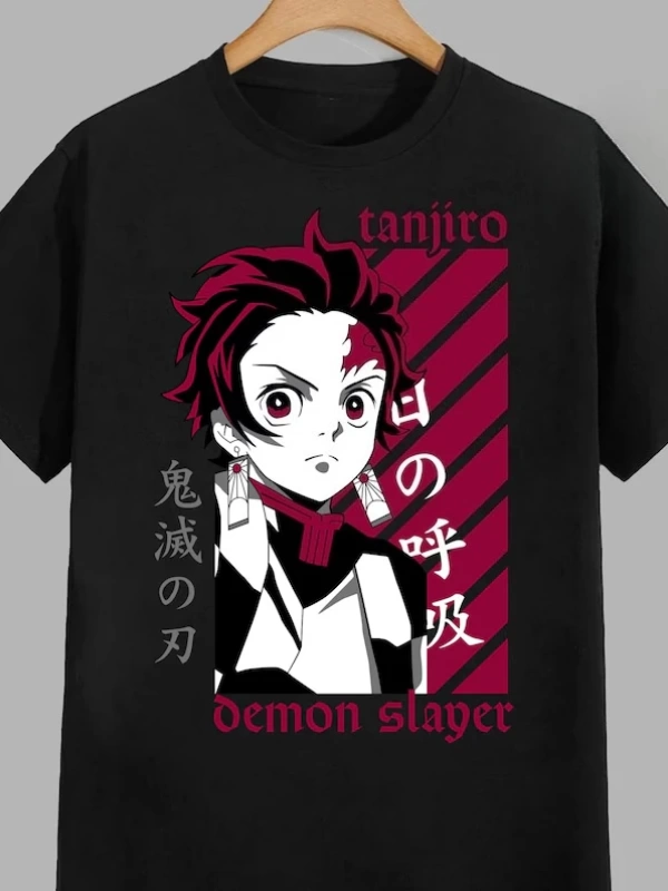 Anime Desenli Unisex Bay Bayan Tişört  Tanjiro ‌ Iblis avcısı