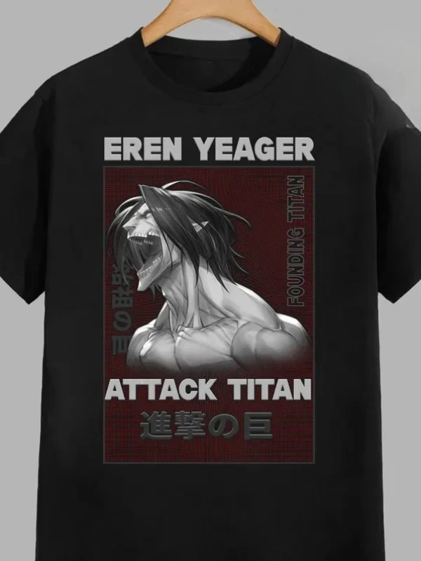 Anime Desenli Unisex Bay Bayan Tişört  Titanlar Anime