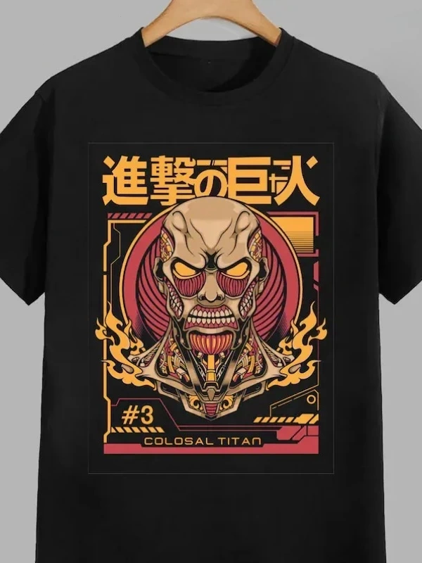Anime Desenli Unisex Bay Bayan Tişört  Titanlar Anime
