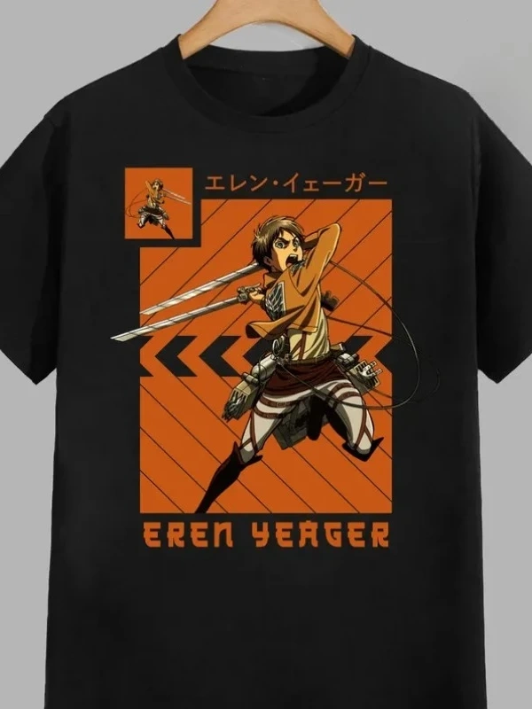 Anime Desenli Unisex Bay Bayan Tişört  Titanlar Anime