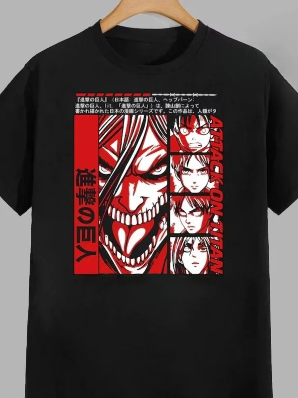 Anime Desenli Unisex Bay Bayan Tişört  Titanlar Anime