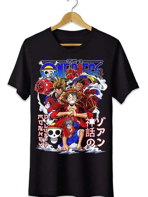 Anime Desenli Unisex Bay Bayan Tişört  Yaz Luffy Zoro Asura