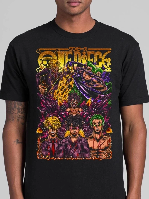 Anime Desenli Unisex Bay Bayan Tişört  Yaz Luffy Zoro Asura