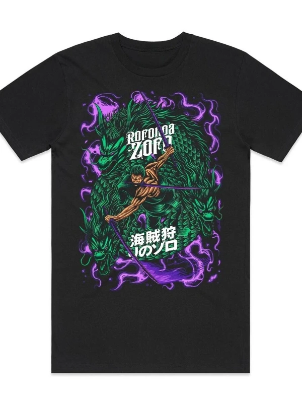 Anime Desenli Unisex Bay Bayan Tişört  Yaz Luffy Zoro Asura