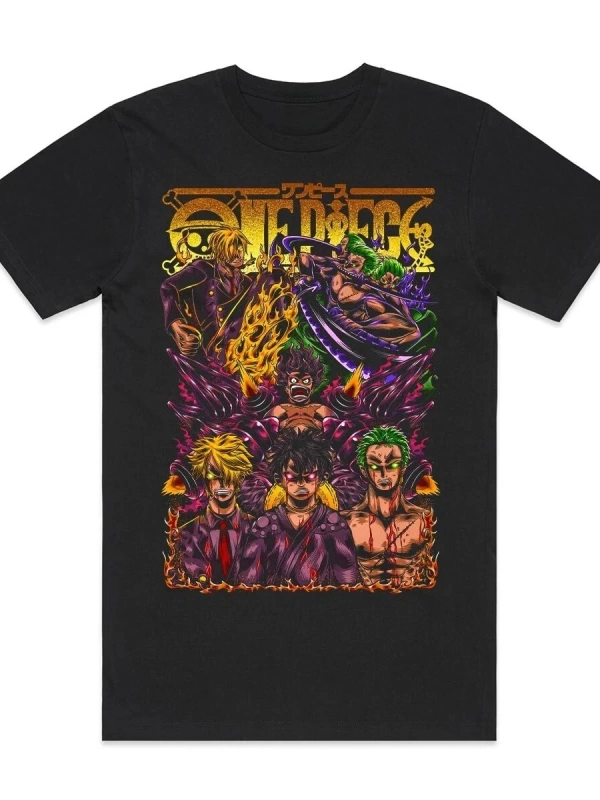 Anime Desenli Unisex Bay Bayan Tişört  Yaz Luffy Zoro Asura