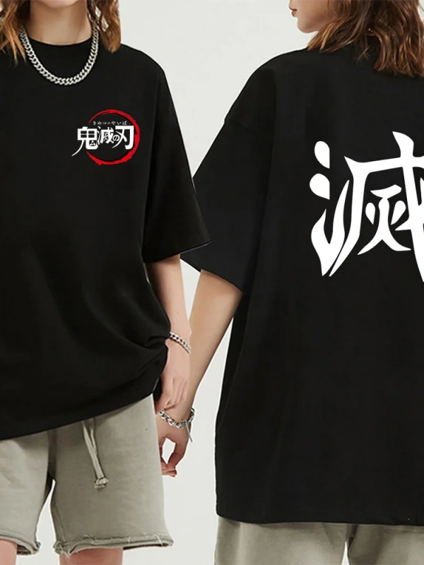 Anime Desenli Unisex Çocuk Tişört  Demon Slayer