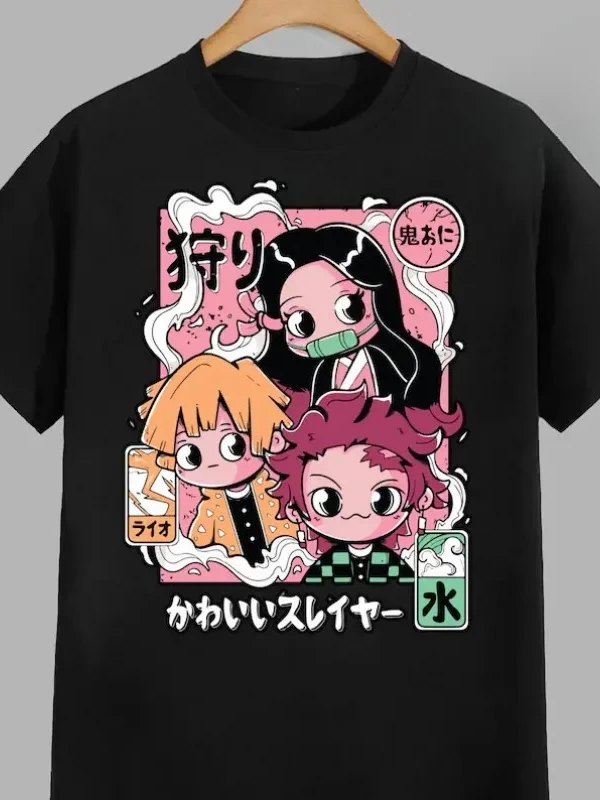 Anime Desenli Unisex Çocuk Tişört  Demon Slayer