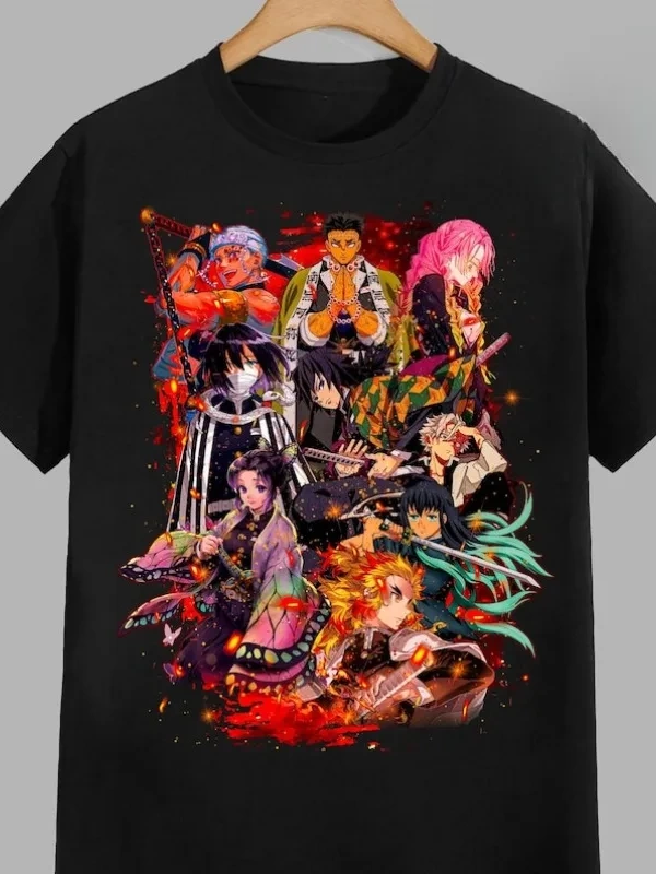 Anime Desenli Unisex Çocuk Tişört  Demon Slayer Kamado Tanjiro Nezuko