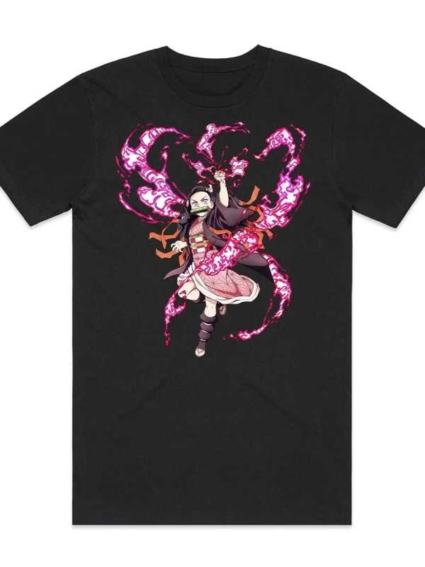Anime Desenli Unisex Çocuk Tişört  Demon Slayer Kamado Tanjiro ‌ Nezuko