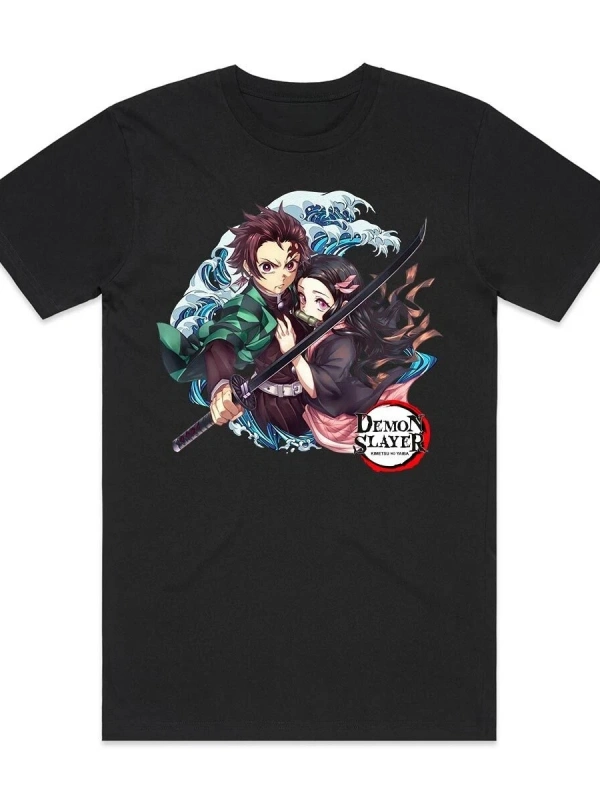 Anime Desenli Unisex Çocuk Tişört Kamado Tanjiro ‌ Nezuko Demon Slayer