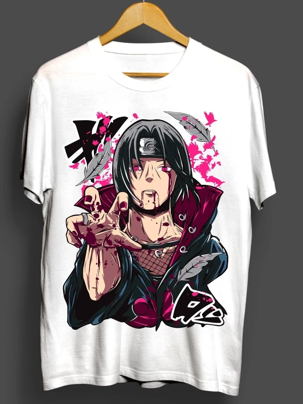 Anime Desenli Unisex Çocuk Tişört  Naruto Ağrı Akatsuki Itachi Uchiha